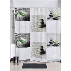 Rideau de douche PEVA motif zen DUNE 180x180cm