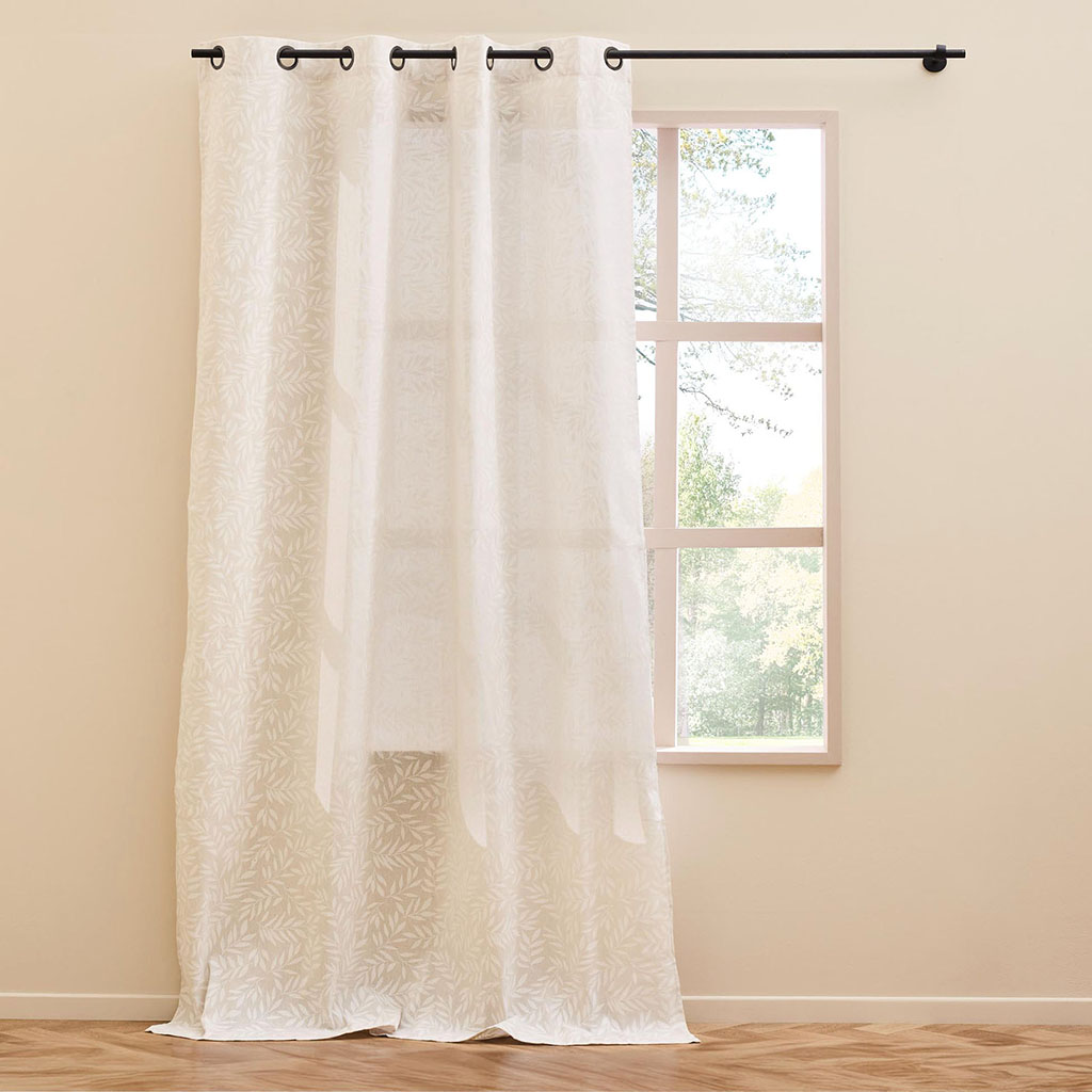 Tenda Nelson Rideau R64689002 Con Occhielli, 135x240 Cm, 100% Poliestere Effetto Lino, Colore Beige