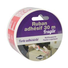 Rouleau de ruban adhésif imprimé FRAGILE 30m