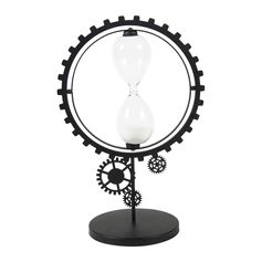 Sablier et structure industrielle métal noire H 33.5cm