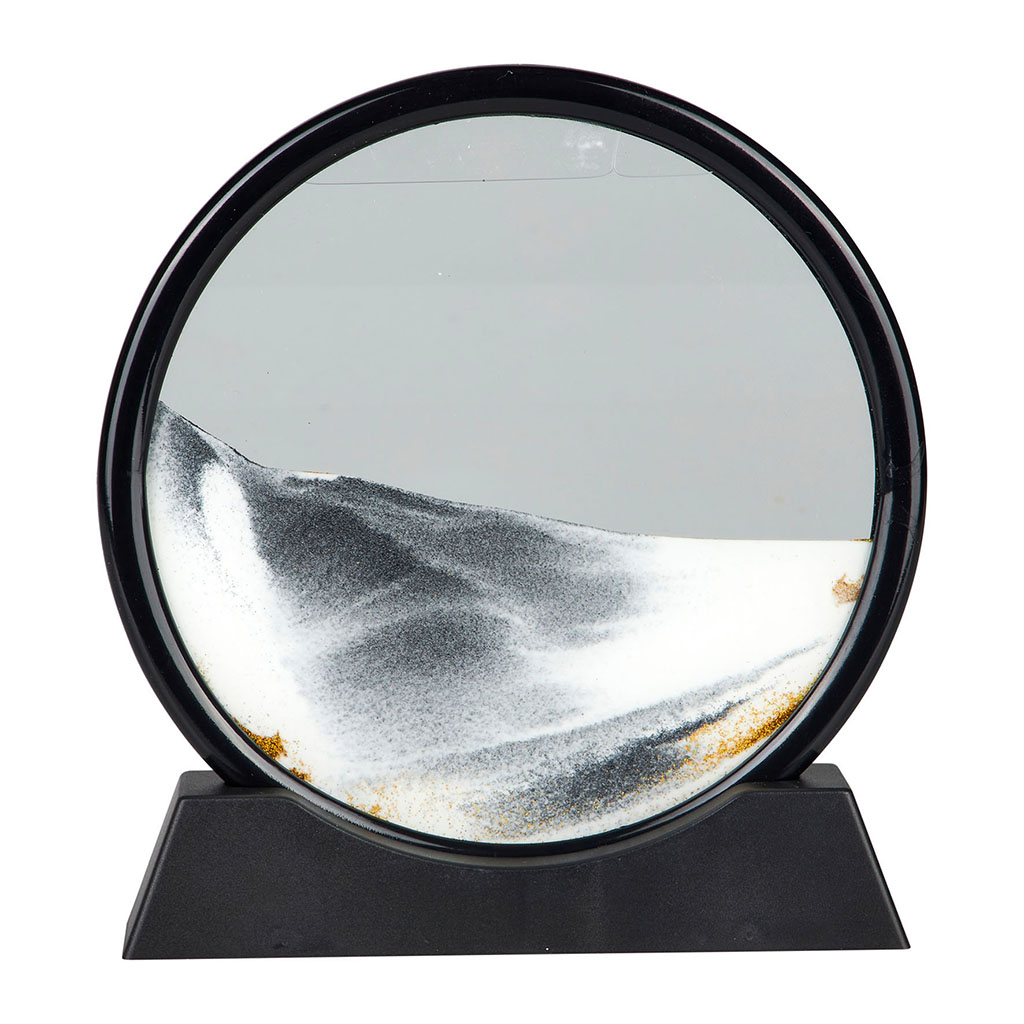 Sablier rond décoratif plastique argent 18x20cm