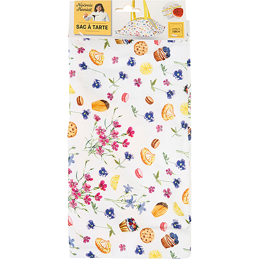 Sac à Tarte Motif Chat - Dimensions 38x38 Cm, En Coton Imprimé, Pour Transporter Ou Offrir Des Tartes, Gâteaux, Ou Comme Sac Réutilisable