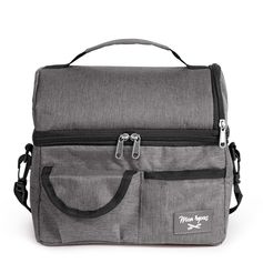 Sac isotherme 2 compartiments gris 25x23x16cm