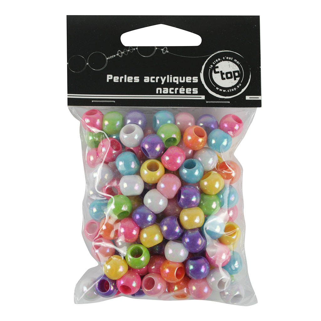 Sachet de 108 perles acryliques nacrées - Centrakor