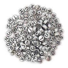 Sachet de perles rondes alphabet argentées 40g