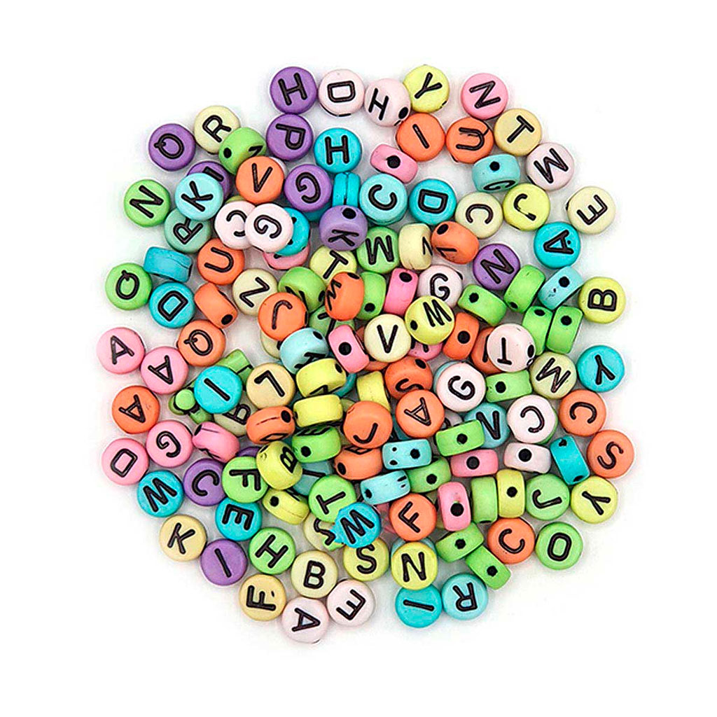 Sachet de perles rondes alphabet pastel 40g - Centrakor
