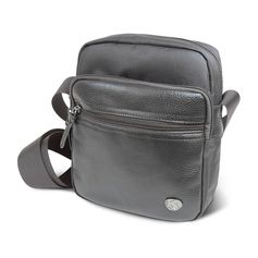 Sacoche zip bi-matière noire 18x21x10cm