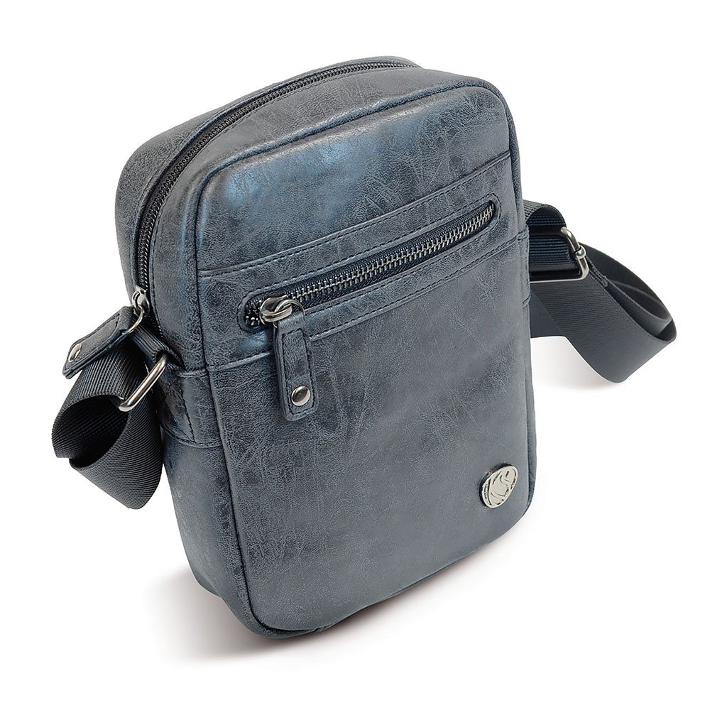 Sacoche zip vintage 2 poches noire 17x22x7cm