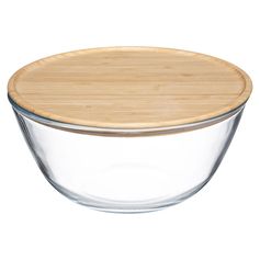 Saladier verre avec couvercle bambou 2.5L