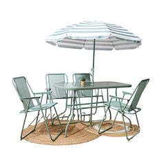 Salon de jardin 4 places blanc et vert
