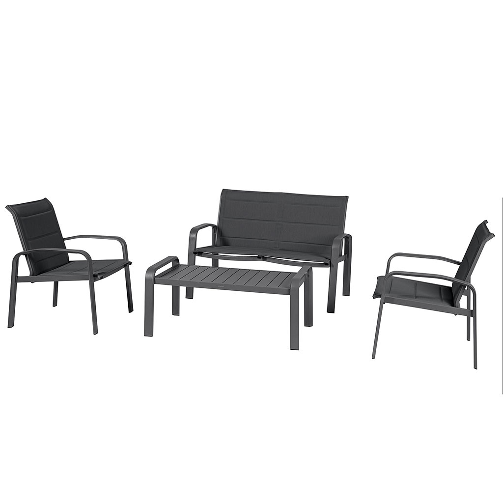 Salon de jardin ELYN 4p gris anthracite et graphite Hespéride Centrakor