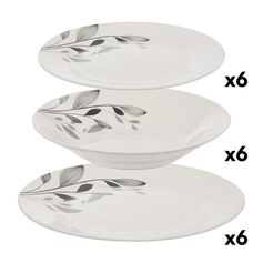 Service vaisselle LILA 18 pièces porcelaine blanc et noir