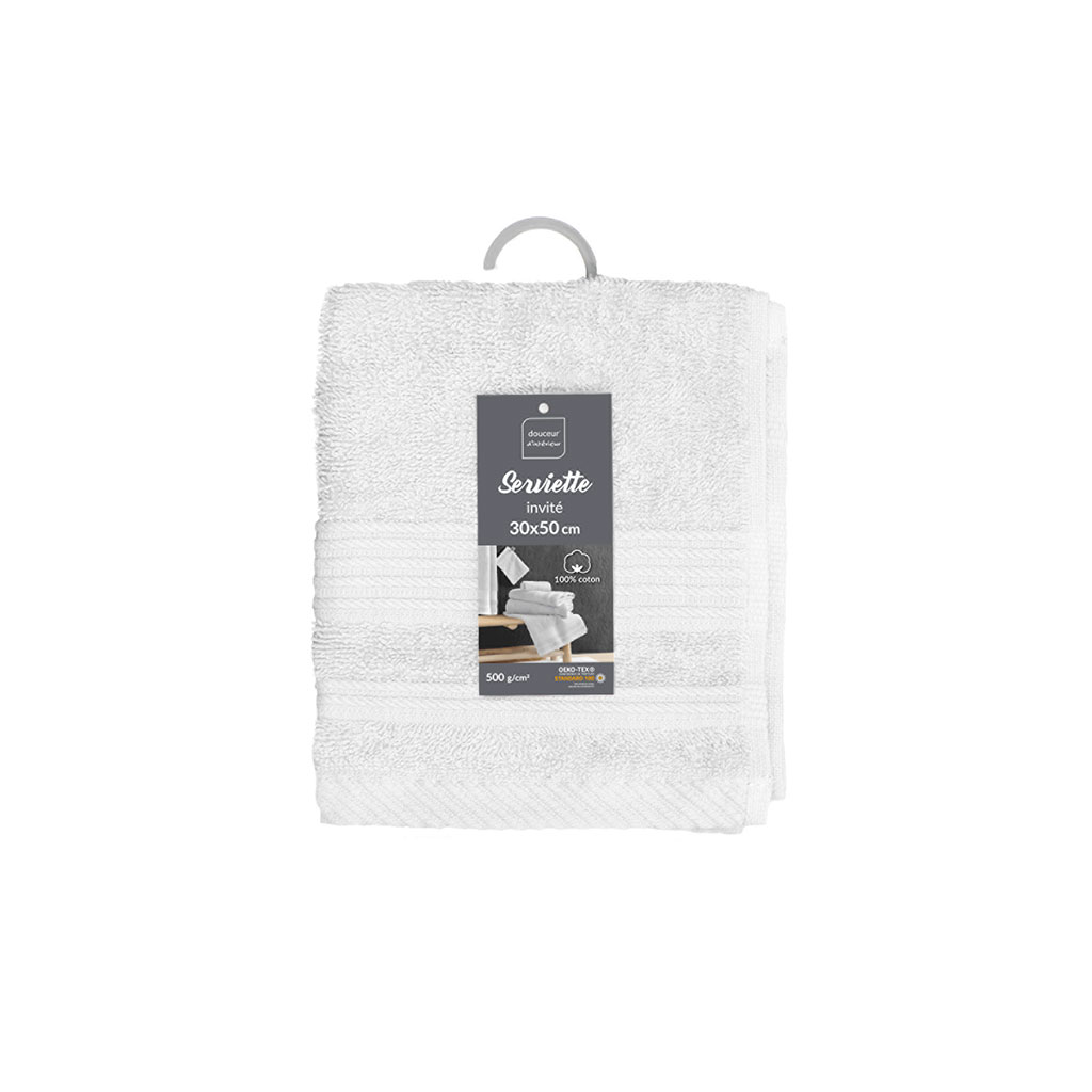 Serviettes Invités ZOLLNER Lot De 10 - Coton Blanc 40x60 Cm, Lavable 95°C