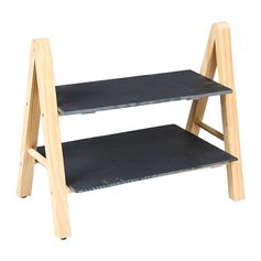 Serviteur 2 étages ardoise et pin 32x27x18cm