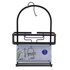 Serviteur de douche 2 paniers métal noir 28x49x12.5cm