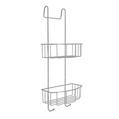 Serviteur de douche à suspendre 2 paniers et crochets chrome 19x60x23cm