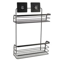 Serviteur de douche adhésif 2 niveaux noir 26.4x39.5x11cm