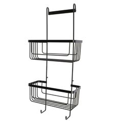 Serviteur de douche en métal noir à 2 paniers 25x35.5cm
