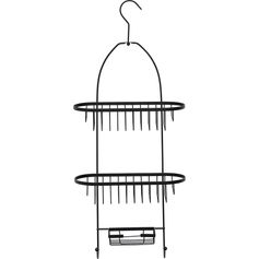 Serviteur de douche en métal noir à 2 paniers 26x63x11cm