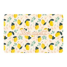 Set de table rectangulaire bon appétit citron 28x43cm