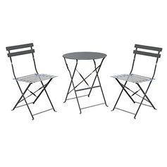 Set table de jardin CAMARGUE et 2 chaises anthracite