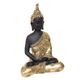 Statue bouddha assis polyrésine noir et doré H 34cm