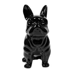 Statue bouledogue français céramique noir H 22.5cm
