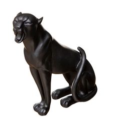Statue de léopard rugissant noir 19.5x6x19.5cm