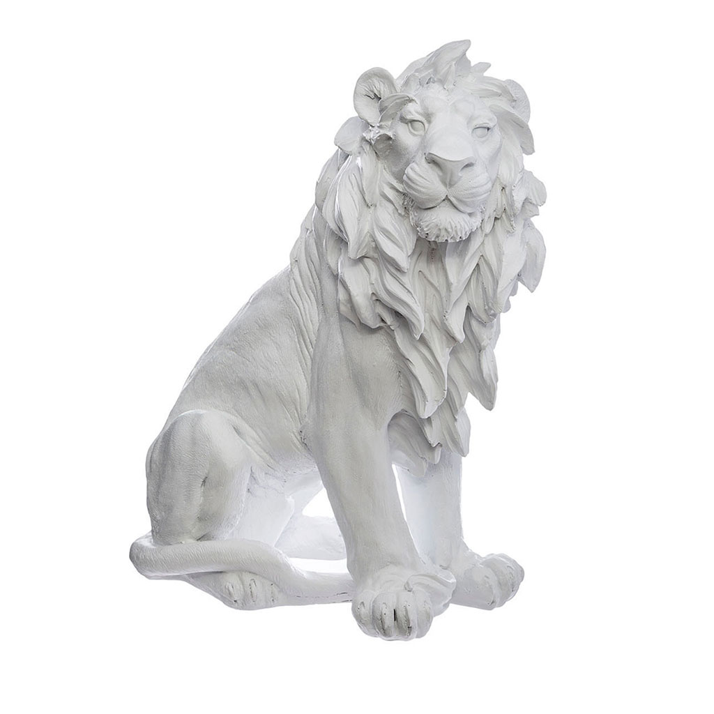 STATUE LION DEBOUT EN RESINE HT 32 CM DORE NATURA - 95,00