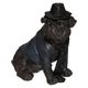Statuette chien assis avec chapeau noir en résine H 44.5cm