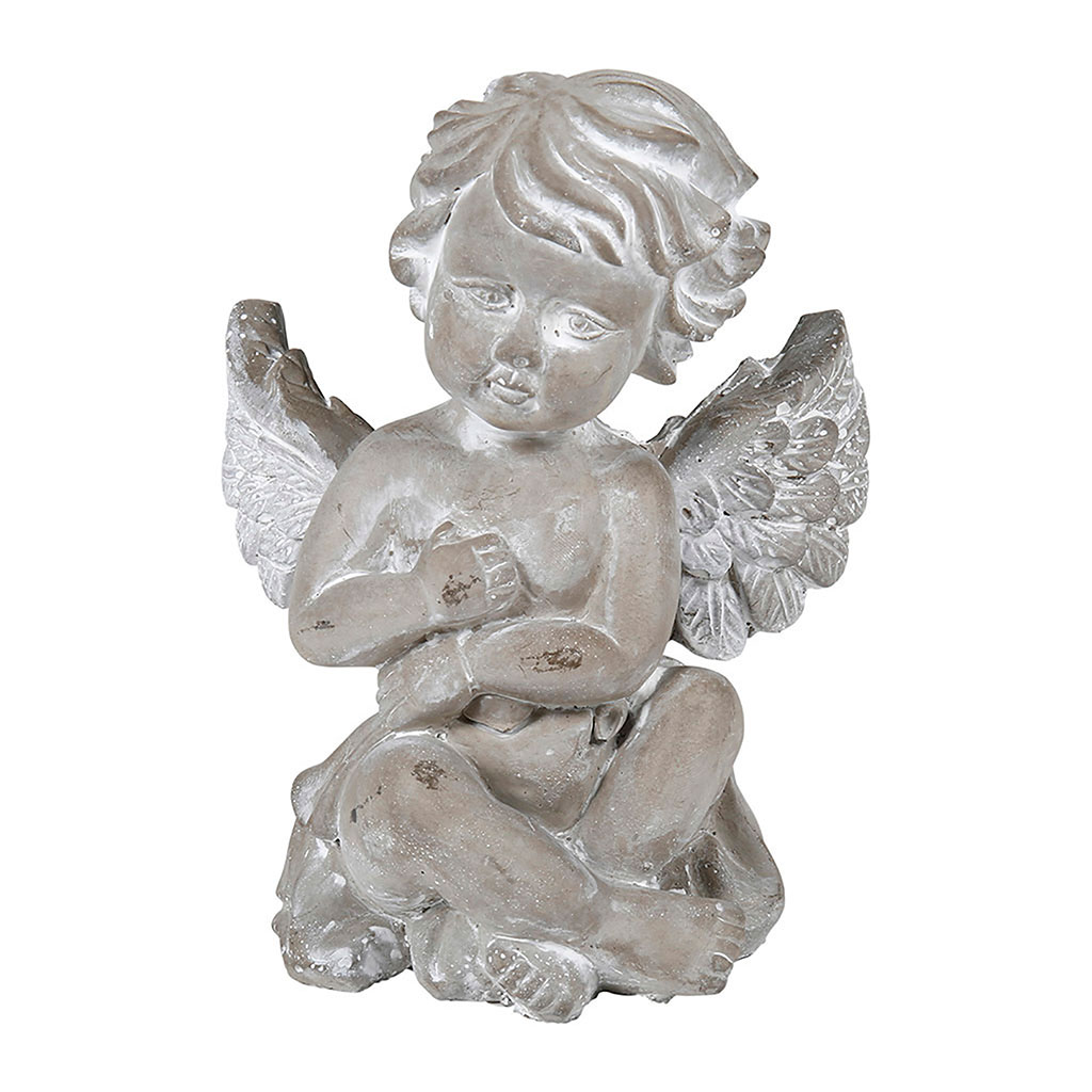 Ange figurine assis coeur angelot cherubin deco dragees bapteme