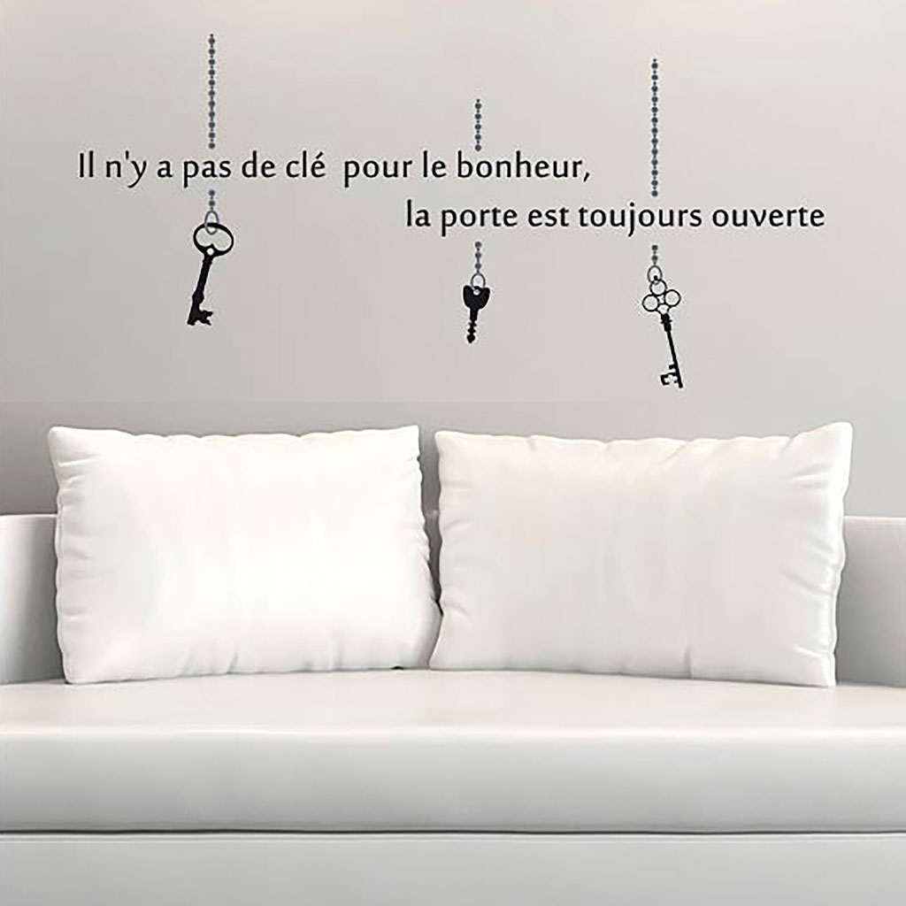 Sticker Mural Citation Clef Du Bonheur x70cm Centrakor