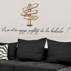 Sticker mural citation la vie est un voyage 20x70cm