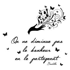 Sticker mural citation on ne diminue pas le bonheur 70x20cm