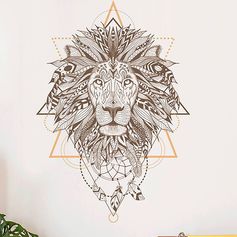 Sticker mural déco boho lion 70x50cm
