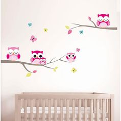 Sticker mural déco chouettes et branches 70x20cm