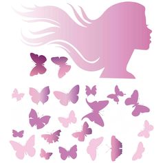 Sticker déco femme et papillons 20x70cm