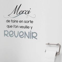 Sticker mural citation merci revenir 70x20cm