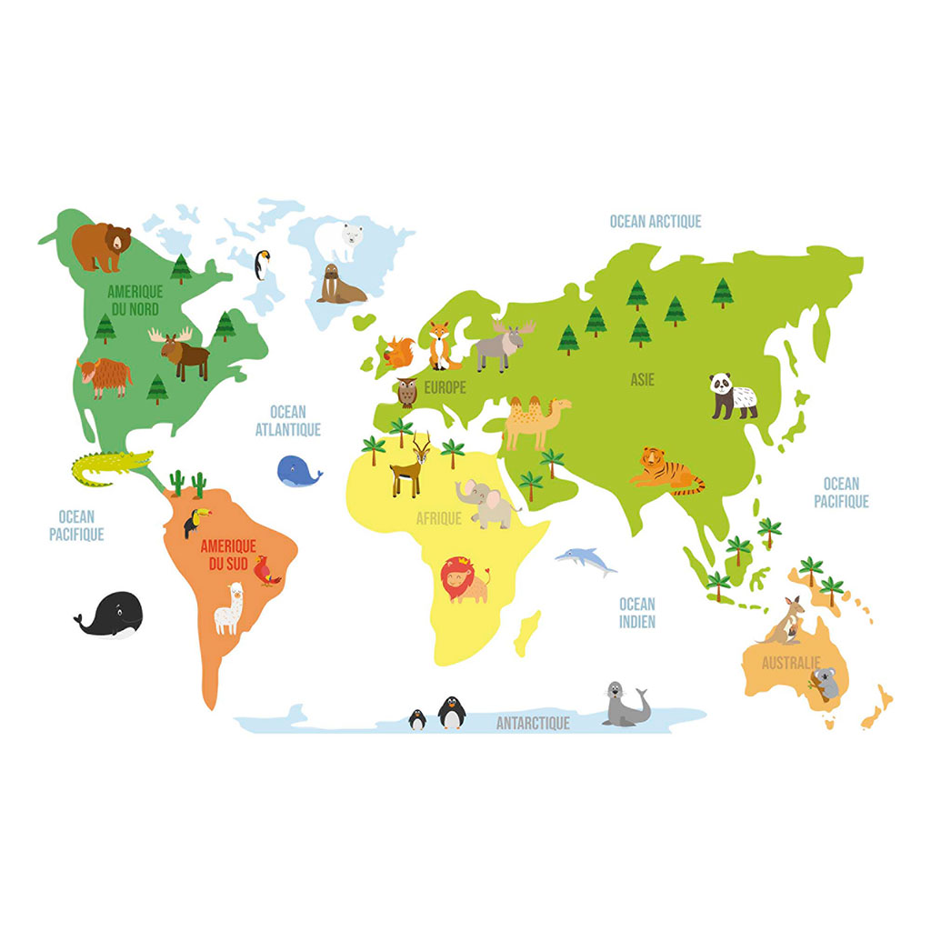 Stickers Carte du monde - Stickers Malin