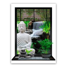 Sticker mural trompe l'œil bouddha 70x50cm