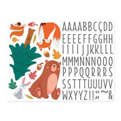 Stickers adhésif mural lettres animaux 30x40cm