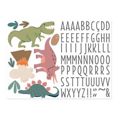Stickers adhésif mural lettres dinosaures 30x40cm
