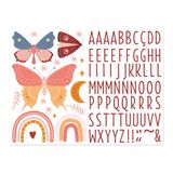 Stickers adhésif mural lettres papillons 70x20cm