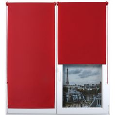 Store enrouleur tamisant polyester rouge 42x180cm