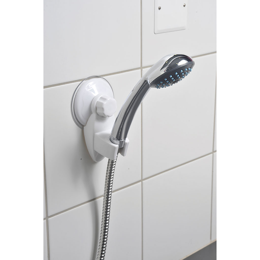 Support Pommeau De Douche Ventouse Mr Bricolage Support pommeau de douche à ventouse PVC blanc 8.5x13.7x6.2cm - Centrakor