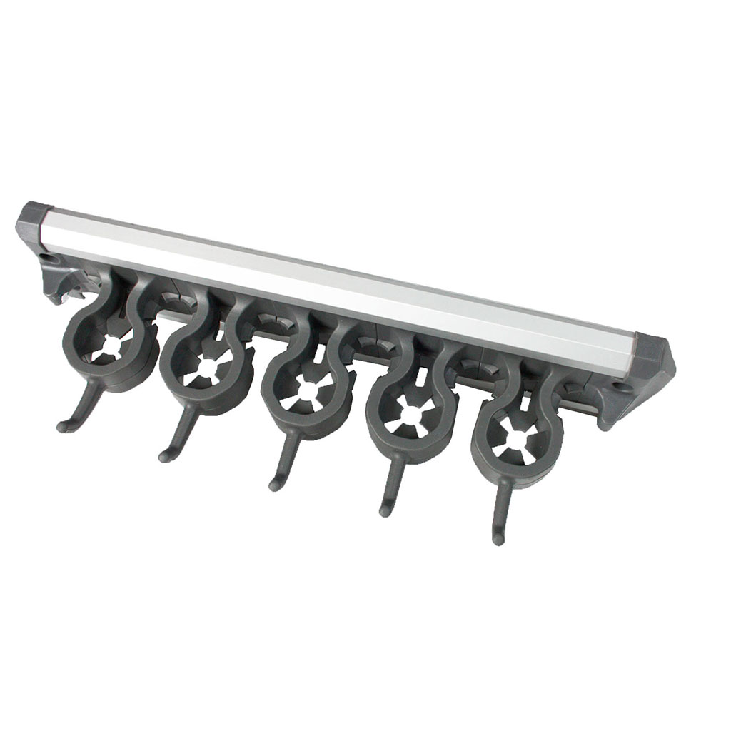 Support pour balais et accessoires 5 crochets 10.5x33x7cm