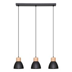 Luminaire 3 suspensions DESY métal noir 64x100cm