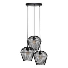 Suspension x3 JENA en métal noir D 26cm