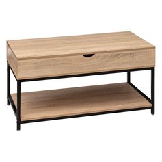 Table basse ALIAJ bois clair et noir 50x95x64cm