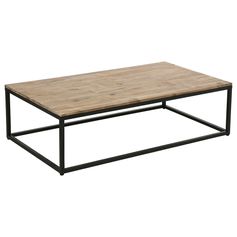 Table basse industrielle EDENA bois et métal 115x32.5x65cm
